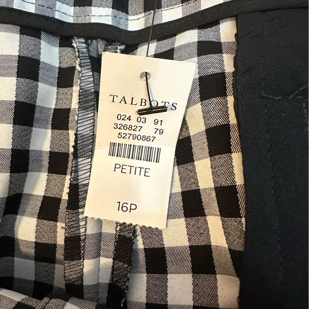 NWT TALBOTS Women's 16 Petite Hampshire Ankle Dress Pants Straight Leg Gingham - Picture 7 of 11